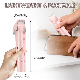 Electric Hair Trimmer, 2 in 1 Body & Facial Hair Removal Tool, Waterproof Rechargeable Hair Trimmer, Women's Electric Shaver, Gift for Women:_Pink_USB
