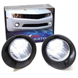 iJDMTOY Complete Set Fog Lights Foglamps w/Xenon White 5202 High Power LED Bulbs Compatible With 2010-2013 Chevy Camaro LS LT (Camaro w/Halogen Front Road Illuminating Lights Trims Only)