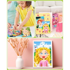 20 Pcs Make Your Own Princess Sticker Sheets for Kids with Princess Party Favors Face Stickers for Kids Crafts Activities Gift Bag Stuffers Birthday Party Favors for Kids