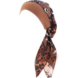 YSTrillion Headscarf Turban Women's Summer Printed Scarf Turban Headwear Elastic Headwear Chemo Women for Chemo Hair Loss Brown, brown