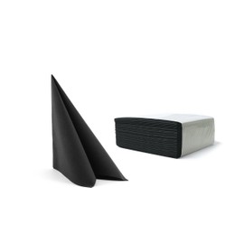 Alvotex Chic Airlaid 50, Fabric-Like, Disposable Napkins, Black, 40 x 40 cm
