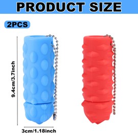 Lyreh 2pcs Spiky Pain Fidget Keychains, Portable Hard Spiky Sensory Stim Toys for Stress Lowering & Focus Adults Novelty Gifts Fidget Keychain for Home Office Travel(Blue, Red)