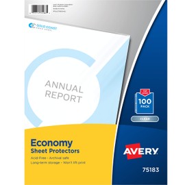 Avery Clear Economy Sheet Protectors, Top Load, 100 Document Protectors (75183)
