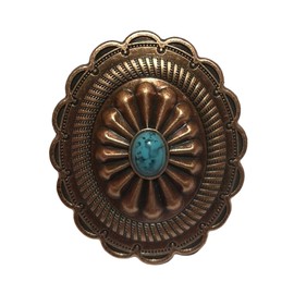 Rodeo Drive Western Scarf Slide Concho Multiple Colors 1.5" (Copper Turquoise Oval)