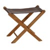 Bare Decor Davie Teak and Leather Folding Accent Stool, 18",