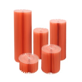 DYNAMI 5Pcs Cylinder Pedestal Stands for Parties,Foldable Cardboard Centerpiece Display,Wedding Centerpieces Cardboard Vases w/ PVC Panel,for Engagement Birthday Party Decoration (Set of 5, 7.9+15.7+23.6+31.5+39.4in Tall)
