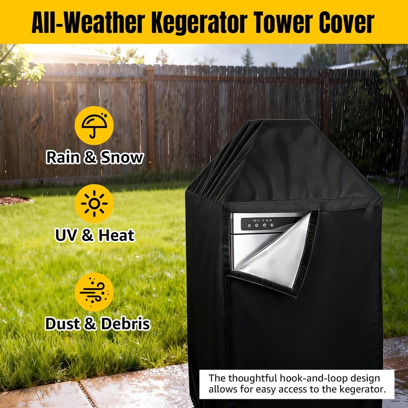 MRbrew Kegerator cover, Waterproof Kegerator Beer Tower Cover 420D Silver-Coated
