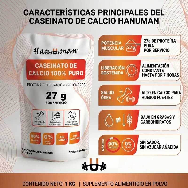 Caseinato Calcio 100 Puro Liberacion Prolongada Hanuman Sabor