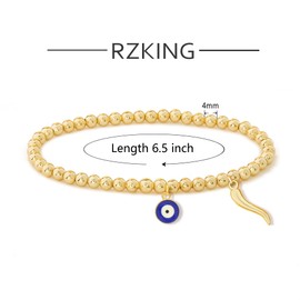 RZKING Gold Bracelets for Women, Evil Eye and Italian Horn Bracelets for Women (Evil Eye)