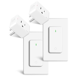 Remote Control Outlet,Greencycle 2PK Wireless Remote Control Outlet Plug,On/Off Light Switch Wall Mounted,500ft Range,15A 1500W Wireless Outlets for Household Appliances,No Wiring,White