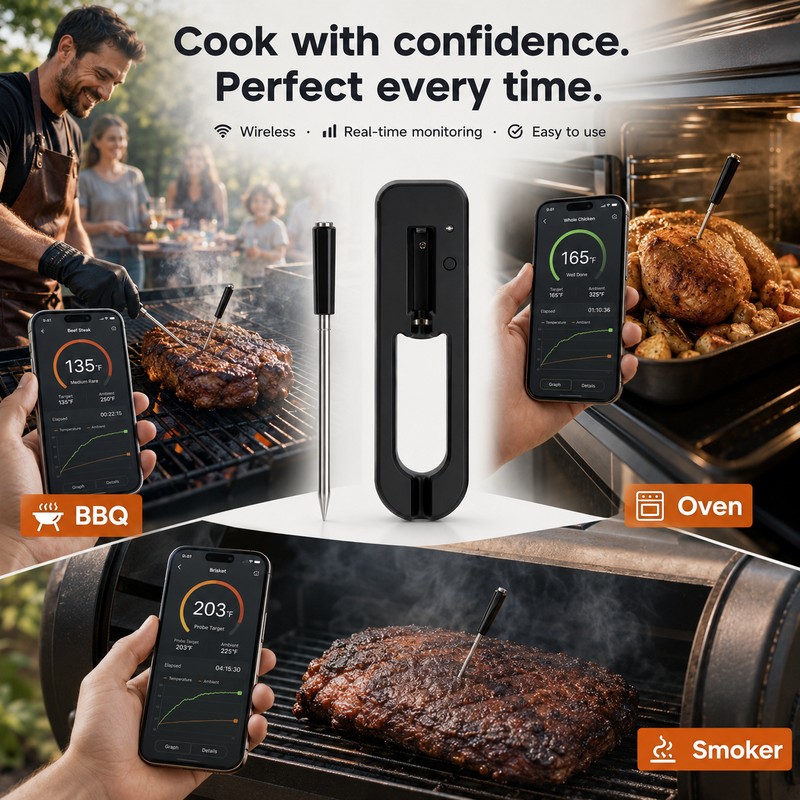 Digital Meat Thermometer for Cooking – Waterproof Instant Read Probe