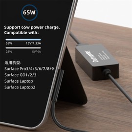 cablecc 65W 20V 15V-24V DC 7.4x5.0mm Jack to Surface Pro3 Pro4 Pro5 Pro6 Pro7 Pro8 Pro9 Book Pro Charging Cable