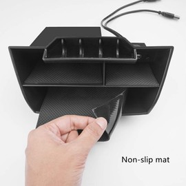 JOJOMARK Compatible with Honda Civic Sedan 10th Gen Central Console Storage Box Coins Trays Cards Organizer with USB Extension Cable fits for Honda Civic Sedan 2016 2017 2018 2019 2020 2021