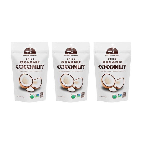 Mavuno Harvest Direct Trade Organic Dried Fruit, Coconut, 3 Count