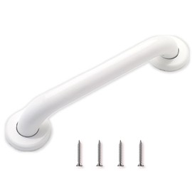 Grab Bars for Bathtubs and Showers | White Shower Grab Bars for Seniors | 16” Long Grab Bars for Wall | Stainless Steel 304 Anti Rust Material | ADA | Handicap Grab Bars for Shower & Toilet, (Smooth)