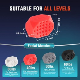 Upgraded Jaw Exerciser for Men & Women – 8Pack of Portable, Travel-friendly, Made of Food Grade Premium Quality Silicon Jaw Toner for Strengthening Facial Muscles, 30, 40, 50, 60 lbs