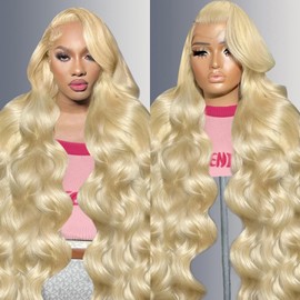 MusPluto 613 13x4 Lace Front Wig Human Hair Blonde Body Wave Lace Front Wigs Human Hair Pre Plucked Blonde Wig Human Hair 200 Density 613 HD Lace Frontal Wigs Human Hair 613 Human Hair Wig (28 Inch)