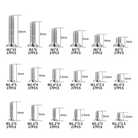 486 Pcs Small Screws for Glasses Repair Kit, M1.2 M1.4 M2 Glasses Screws, Repair Replacement Screws for Electronics Laptop Computer Watch Screws with Screwdriver, Silver