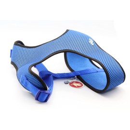 RIO Airy Webbing Puppy Harness, Breathable Mesh Fabric, No Pull Dog Harness, Adjustable, Washable (Blue, Width 1,5cm, Length 25-35cm)