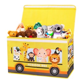 Toy Box Chest with Flip-Top Lid for Kids, Large Collapsible Oxford Toy Storage Box with Handles for Boys Girls, Waterproof Sturdy Dustproof Toy Box for Bedroom Playroom, 25.5×11.8×15.7 Inch