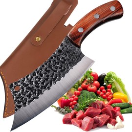 Cuchillos De Cocina, Cuchillo De Corte Pesado De Hueso Cuchillo De Carnicero, Cuchillo Forjado A Mano Con Vaina, Cuchillo Taquero, Acero De Alto Carbono