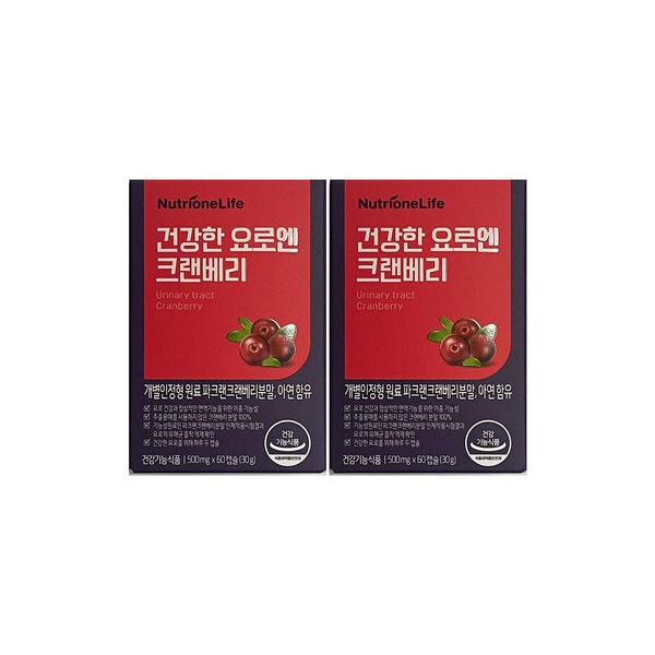 Nutrione Life Nutrione Healthy Urinary Cranberry 500mg x 60 Capsules 2 Boxes / 뉴트리원라이프 뉴트리원 건강한 요로엔 크랜베리 500mg x 60캡슐 2박스