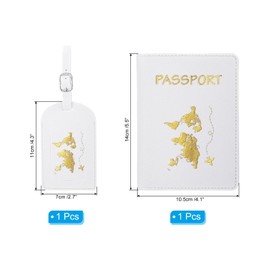 PATIKIL Passport Cover Holder and Luggage Tag Set, PU Leather Passport Case Holder Travel Tag Suitcase Identifier Travel Accessories for Men Women, White