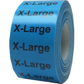 Blue X-Large Clothing Size Strip Stickers 1.25 x 5 Inch 125 Labels on a Roll