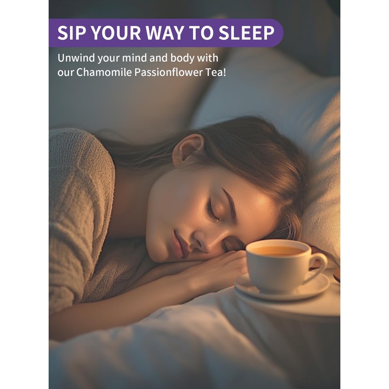 TeeLux Chamomile Passionflower Tea, Caffeine Free Tea with Lemon Balm,