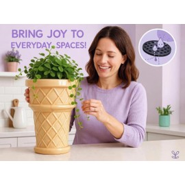 Nebula Colors Giant Ice Cream Cone Flower - Large Planter 12' Tall Quirky Home Decor - Indoor Outdoor Planter for Ice Cream Cone Decor Lovers - Retro Decor - Unique Finds (Giant Size)