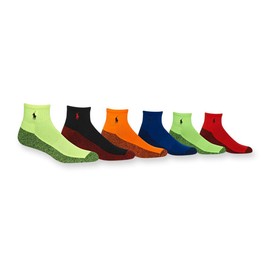 Polo 6PK Athletic Neon Marled Quarter Socks