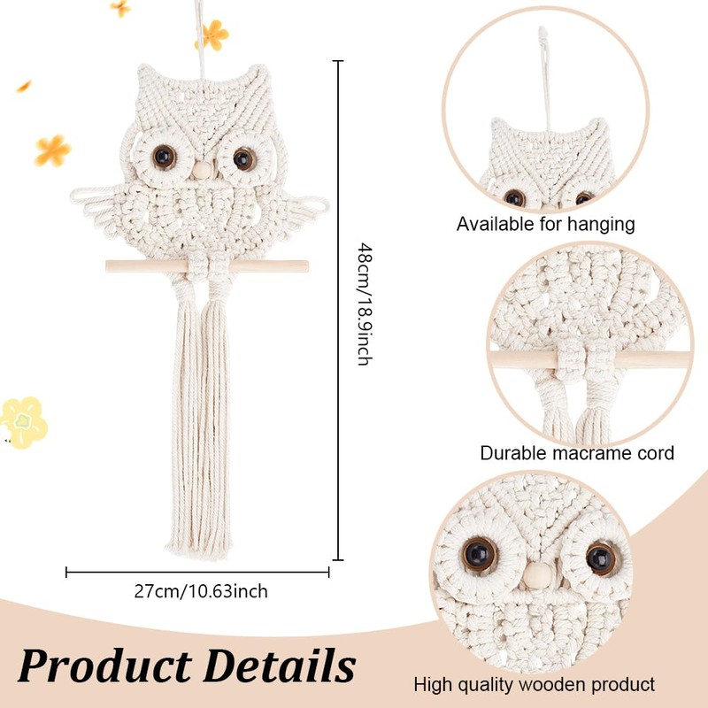 ORIGACH DIY Macrame Owl Wall Hanging Kit Hand Woven Macrame
