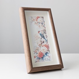 PLUSCHEN 5X10 Wooden Photo Frame with 3x8 Mat Glass Front Wall and Desktop Picture Frame