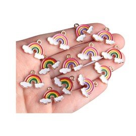 Ximimark 40 PCS Gold Plated Enamel Rainbow Charms Pendant for Jewelry Making Earrings Bracelet Necklace Accessories DIY Findings