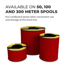 EdcX Mason's Line Diameter 1.7 mm, 50 m, 100 m and 300 m, Nylon, Brick Line, Construction Cord, Gardening, Mason's Cord, Tear-Resistant, Weatherproof Power Cable with Low Stretch (Red, 300 m)