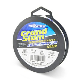 Hi-Seas Grand Slam Bluewater líder 100% fluorocarbono, 20 LB (9,1 kg) Prueba, 016 in (0.40 mm) Dia, Azul, 25 yd (23 m) Bobina