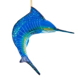 Kurt S. Adler - Adornos de Navidad con temática de pesca y peces en el océano (adorno de vidrio de marlin de 6 pulgadas con gemas Nobel de Marlin NB1773)