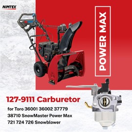 NIMTEK 127-9111 Carburetor for Powersmart DB7651-24 Toro 36001 36002 37779 38710 SnowMaster Power Max 721 724 726 Snowblower Carb