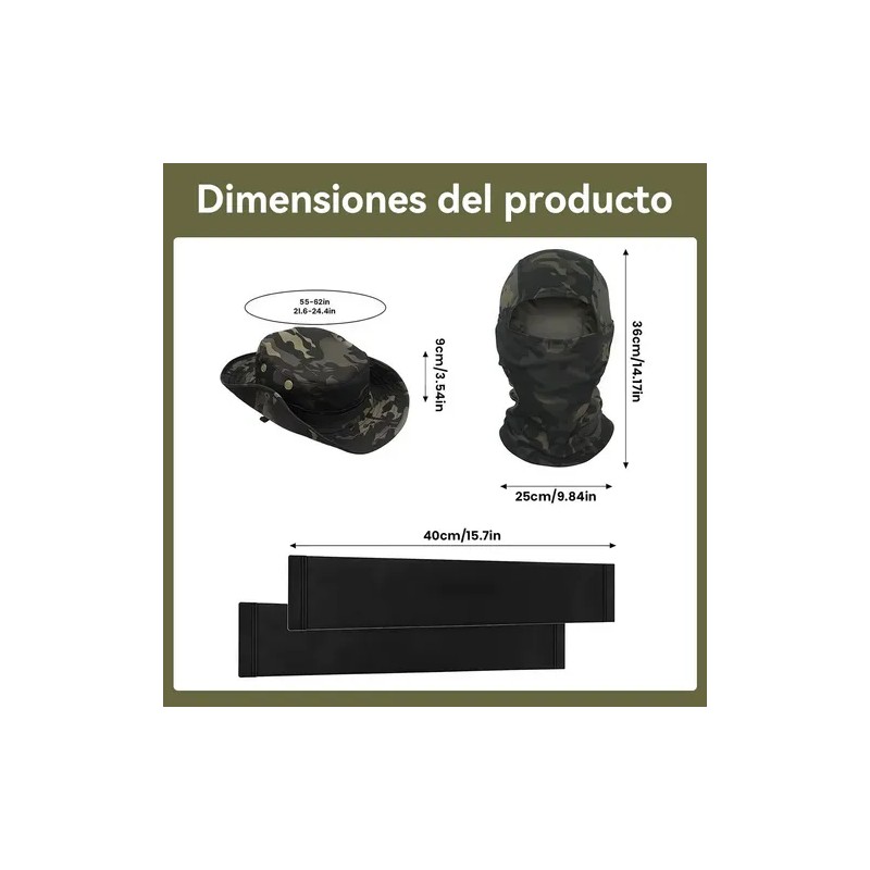 Sombrero Táctico Sol Protector Con Pasamontañasmangatoalla
