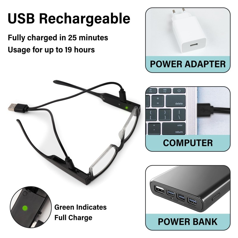 Magnifying Glasses with Light Rechargeable Reading Glasses with Lights Bright