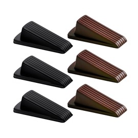 Door Stop, Door Stopper, Door Wedge, 6 Pack Rubber Door Stopper, Rubber Door Stops for Bottom of Door, Works on All Floor Types (Black Brown)