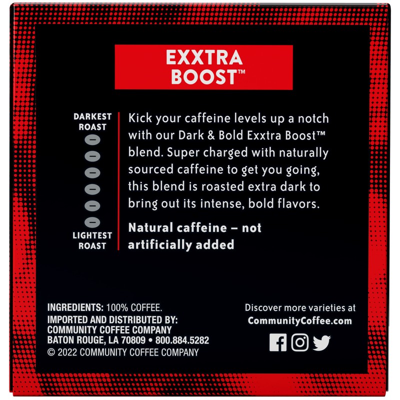 Community Coffee Dark & Bold Exxtra Boost 12 Count Coffee