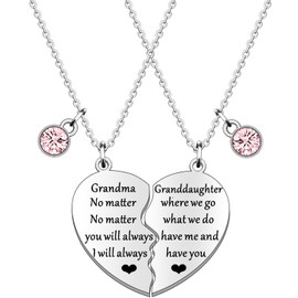 JETTOP Grandma Granddaughter Necklace Set Grandma Gifts from Granddaughter Birthday Christmas Mothers Day Presents