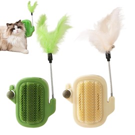 DBAILY Cat Brush, 2 Pcs Massage Corner for Cats, Cat Self Groomer, Cat Toy with Catnip, For Massaging, Tickling and Removing Fur