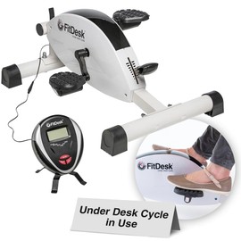 FitDesk Under Desk Cycle - Stationary Pedal Exerciser with Smooth Magnetic Resistance - Portable Mini Exercise Bike for Quiet Home or Office Use - White