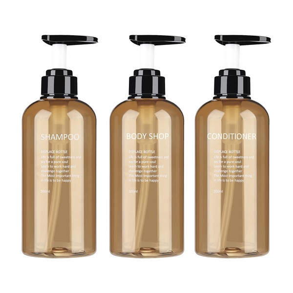 HANQIAN 3pack Empty Pump Lotion Dispenser Bottles 10oz Round Plastic