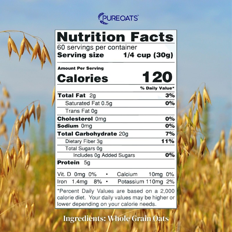 PureOats Gluten Free Oat Flour (4Lb Bag) 100% Whole Grain,