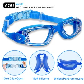 Aouloves Kids Swim Goggles 2 Pack,Anti Fog No Leaking Clear Vision Water Pool Swimming Goggles for Age 3-9