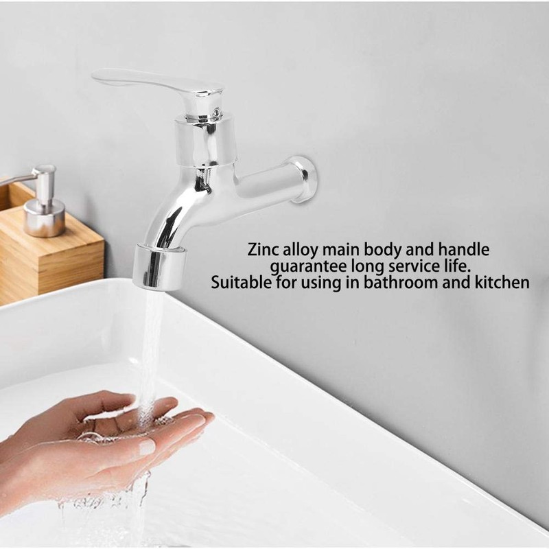 Hapivida G1/2in Bathroom Sink Water-Tap, Thickened Zinc Alloy Wall-Mounted Simple