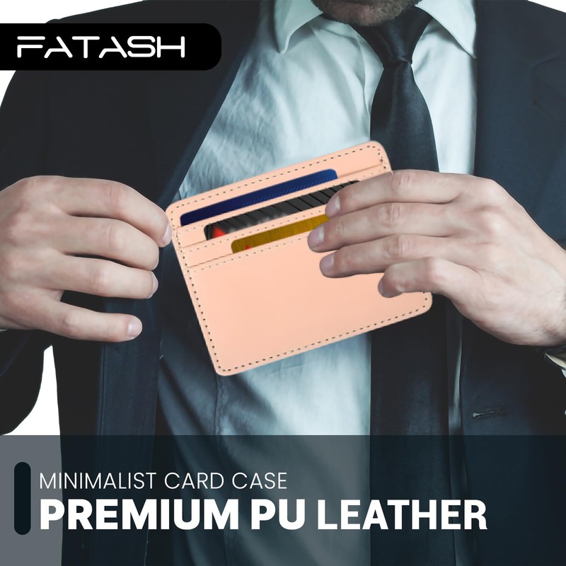 FATASH PU Leather Credit Card Holder Wallet, RFID Blocking Ultra